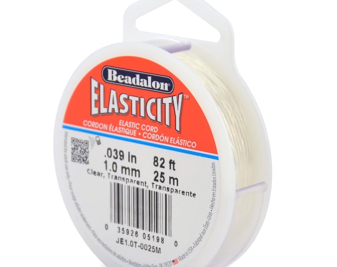 Beadalon Elasticity Clear Color 1mm Size Diameter Elastic Stretch Cord, 25 Meter (82 Foot) Spool For Jewelry Making