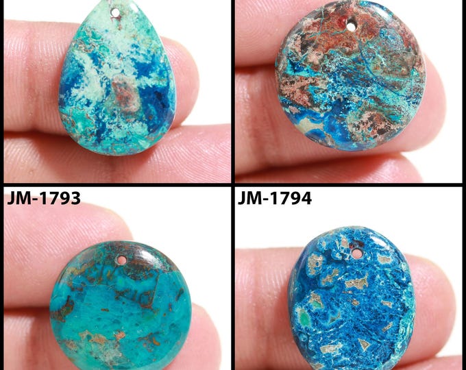 Natural Azurite Fancy Shape Drilled Smooth Cabochon Single Pieces, Semi-Precious Gemstones For Jewelry Making