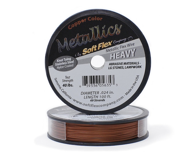 Soft Flex Copper Color Heavy Size Beading Wire, 100 Foot Spool For Jewelry Making