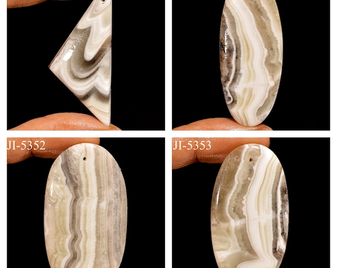 Natural Zebra Calcite Fancy Shape Front Drilled Smooth Cabochon Single Pieces, Semi-Precious Gemstones For Jewelry Making