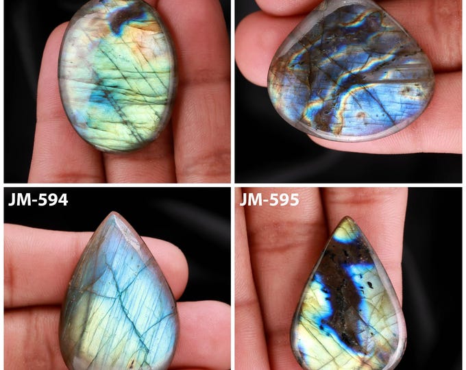Natural Labradorite Fancy Shape Un-Drilled Smooth Cabochon Single Pieces, Semi-Precious Gemstones For Jewelry Making