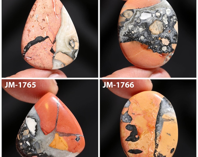 Natural Maligano Jasper Fancy Shape Un-Drilled Smooth Cabochon Single Pieces, Semi-Precious Gemstones For Jewelry Making