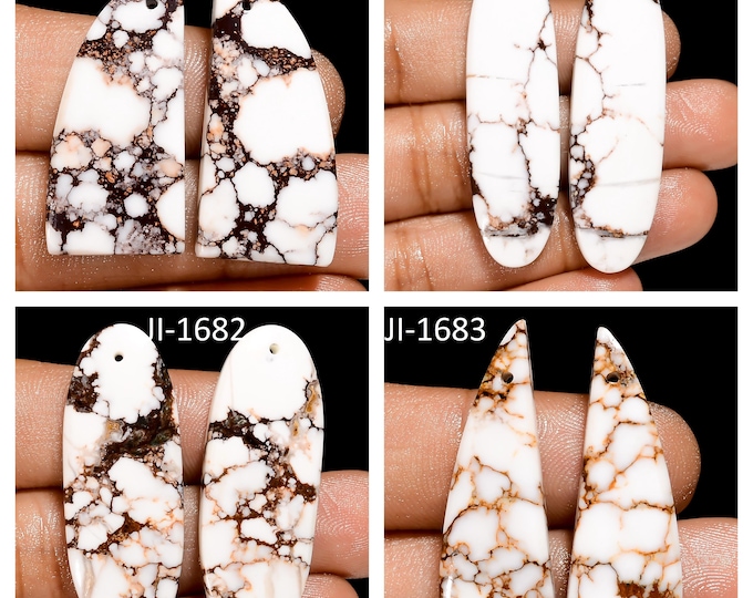 Natural Wild Horse Jasper Fancy Shape Front Drilled Smooth Cabochon Matching Pairs, Semi-Precious Gemstones For Jewelry Making