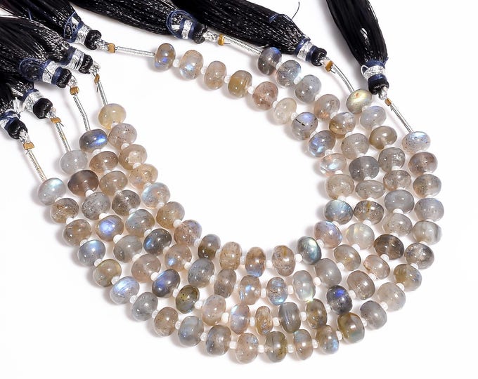 Natural Labradorite Non-Faceted Smooth Center Drilled Rondelle Shape 7mm, Semi-Precious Gemstones For Jewelry Making