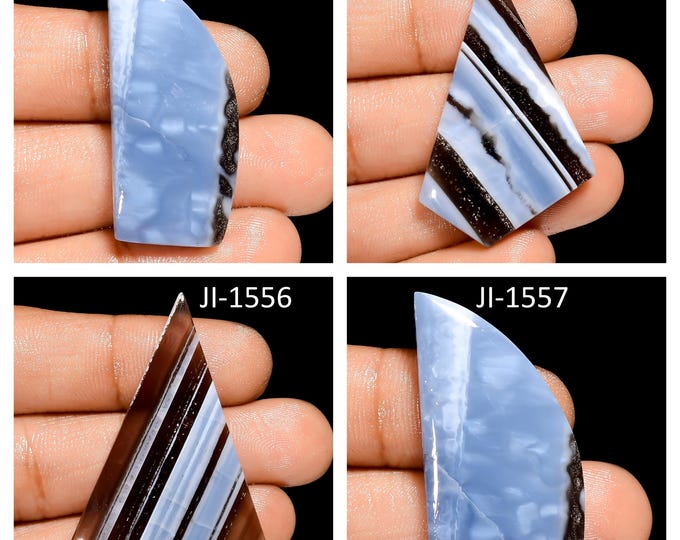 Natural Owyhee Blue Opal Fancy Shape Un-Drilled Smooth Cabochon Single Pieces, Semi-Precious Gemstones For Jewelry Making