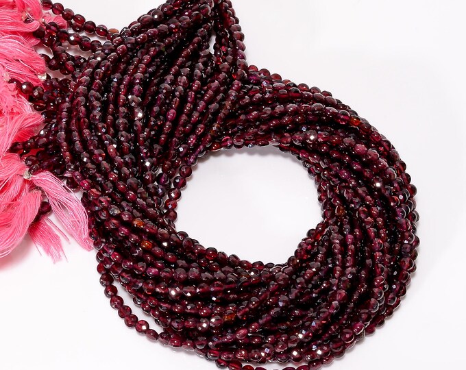 Natural Garnet Faceted Center Drilled Coin Shape 4mm, Semi-Precious Gemstones For Jewelry Making