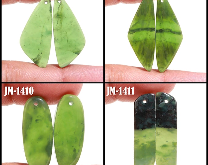 Natural Serpentine Fancy Shape Front Drilled Smooth Cabochon Matching Pairs, Semi-Precious Gemstones For Jewelry Making