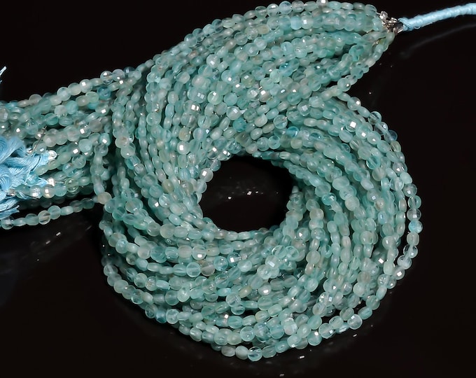 Natural Apatite Faceted Center Drilled Coin Shape 4mm, Semi-Precious Gemstones For Jewelry Making