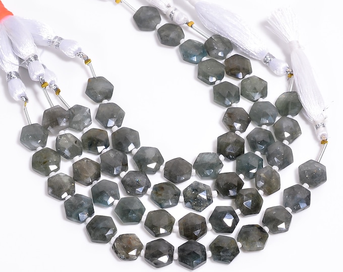 Moss Aquamarine Faceted Hexagon Shape 10mm x 11mm, Semi-Precious Gemstones For Jewelry Making