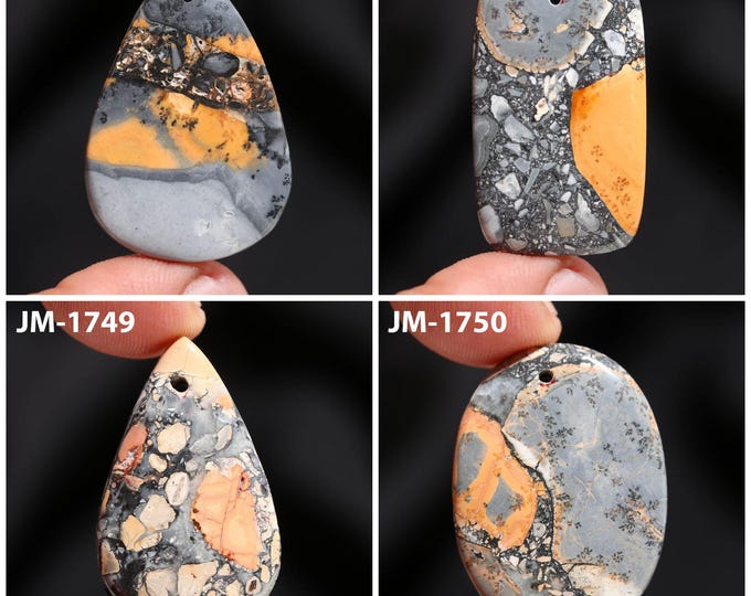 Natural Maligano Jasper Fancy Shape Front Drilled Smooth Cabochon Single Pieces, Semi-Precious Gemstones For Jewelry Making