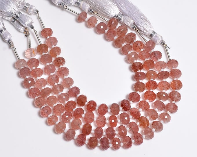 Strawberry Quartz Faceted Center Drilled Rondelle Shape 7.25mm, Semi-Precious Gemstones For Jewelry Making