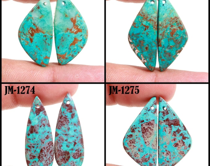 Natural Chrysocolla Fancy Shape Front Drilled Smooth Cabochon Matching Pairs, Semi-Precious Gemstones For Jewelry Making