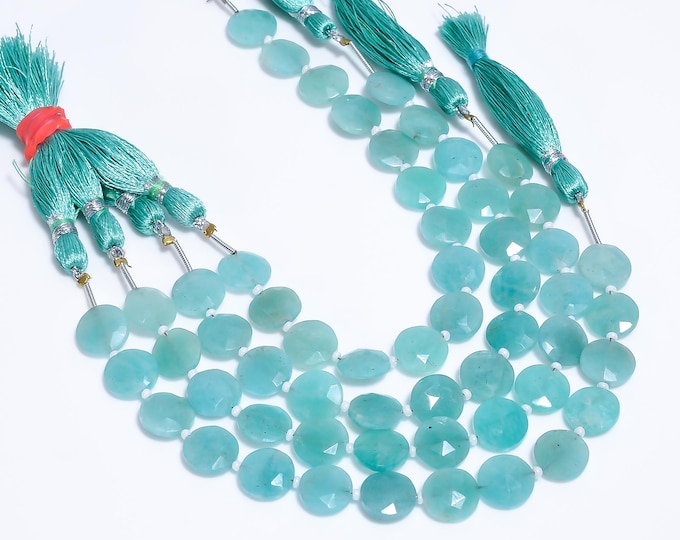 Natural Amazonite Faceted Center Drilled Coin Shape 10.50mm, Semi-Precious Gemstones For Jewelry Making