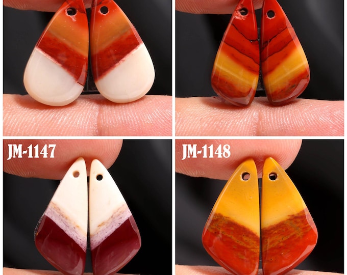Natural Mookaite Jasper Fancy Shape Front Drilled Smooth Cabochon Matching Pairs, Semi-Precious Gemstones For Jewelry Making