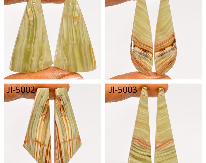 Natural Banded Calcite Fancy Shape Front Drilled Smooth Cabochon Matching Pairs, Semi-Precious Gemstones For Jewelry Making