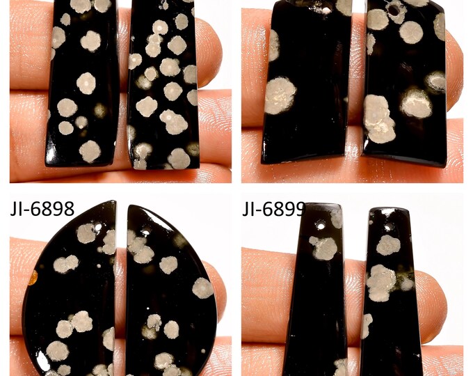 Natural Stardust Obsidian Fancy Shape Front Drilled Smooth Cabochon Matching Pairs, Semi-Precious Gemstones For Jewelry Making