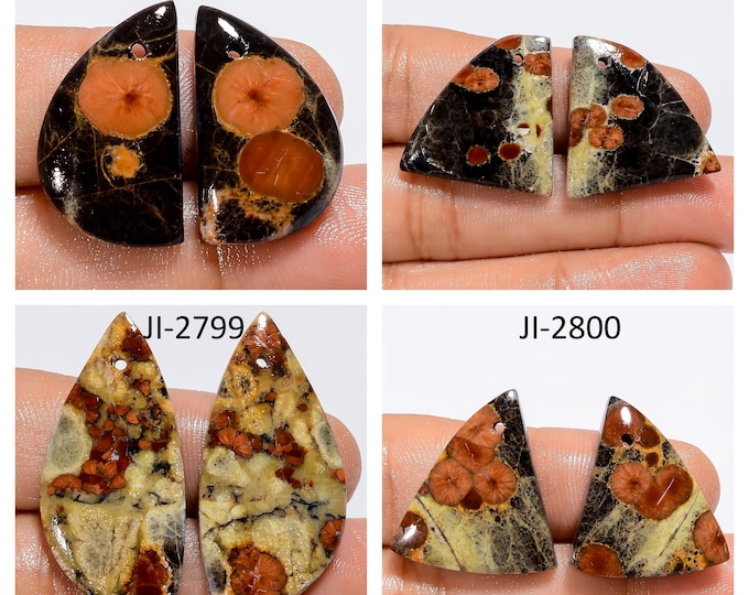 Natural Peanut Obsidian Fancy Shape Front Drilled Smooth Cabochon Matching Pairs, Semi-Precious Gemstones For Jewelry Making