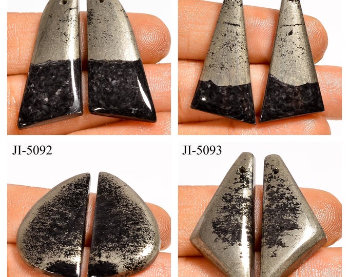 Natural Apache Gold Fancy Shape Front Drilled Smooth Cabochon Matching Pairs, Semi-Precious Gemstones For Jewelry Making