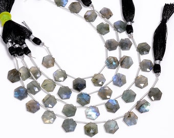 Labradorite Faceted Hexagon Shape Briolette 10mm x 11mm, Semi-Precious Gemstones For Jewelry Making