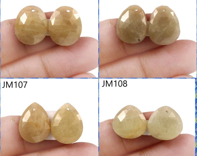 Natural Yellow Sapphire Fancy Shape Front Drilled Faceted Rose Cut Matching Pairs, Precious Gemstones For Jewelry Making