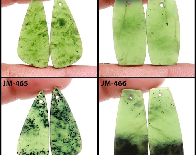 Natural Serpentine Fancy Shape Front Drilled Smooth Cabochon Matching Pairs, Semi-Precious Gemstones For Jewelry Making