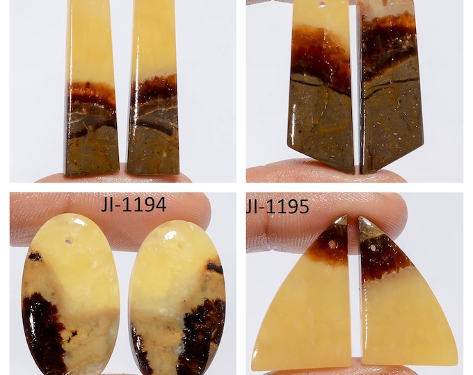 Natural Septarian Fancy Shape Front Drilled Smooth Cabochon Matching Pairs, Semi-Precious Gemstones For Jewelry Making