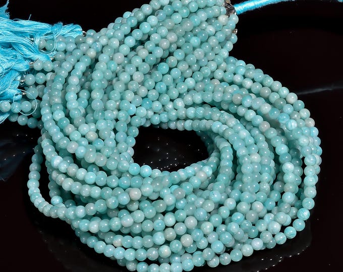 Natural Amazonite Non-Faceted Smooth Center Drilled Round Shape 4.60mm, Semi-Precious Gemstones For Jewelry Making