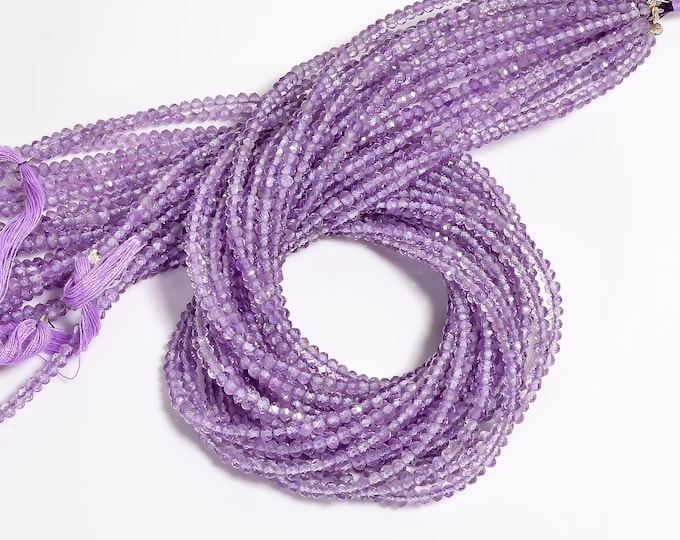 Pink Amethyst Micro Faceted Center Drilled Rondelle Shape 3.15mm, Semi-Precious Gemstones For Jewelry Making