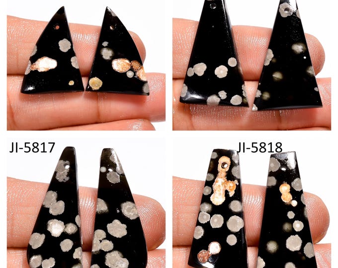 Natural Peanut Obsidian Fancy Shape Front Drilled Smooth Cabochon Matching Pairs, Semi-Precious Gemstones For Jewelry Making