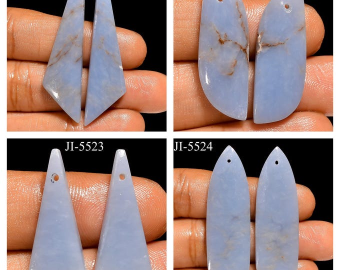 Natural Angelite Fancy Shape Front Drilled Smooth Cabochon Matching Pairs, Semi-Precious Gemstones For Jewelry Making