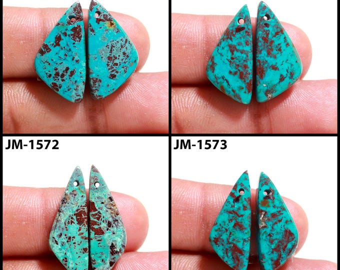 Natural Chrysocolla Fancy Shape Front Drilled Smooth Cabochon Matching Pairs, Semi-Precious Gemstones For Jewelry Making