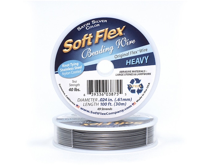 Soft Flex Satin Silver Heavy Size Beading Wire, 100 Foot Spool For Jewelry Making