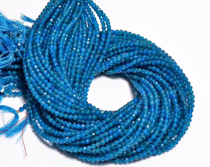 Natural Neon Apatite Faceted Center Drilled Round Shape 3.35mm, Semi-Precious Gemstones For Jewelry Making