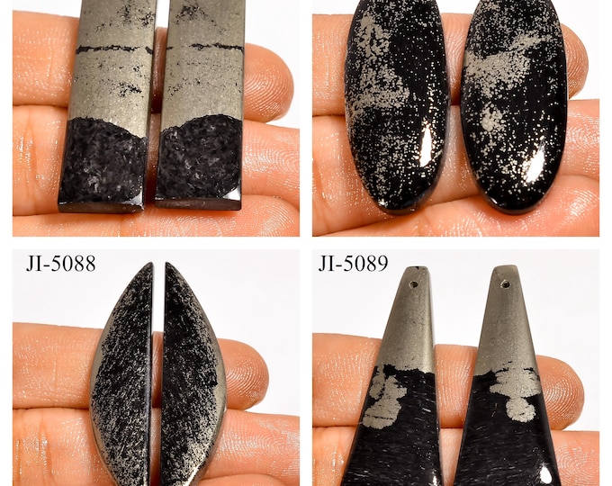 Natural Apache Gold Fancy Shape Front Drilled Smooth Cabochon Matching Pairs, Semi-Precious Gemstones For Jewelry Making