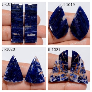 Pares de cabujones lisos perforados con forma de fantasía de sodalita natural a juego, piedras preciosas semipreciosas para hacer joyas