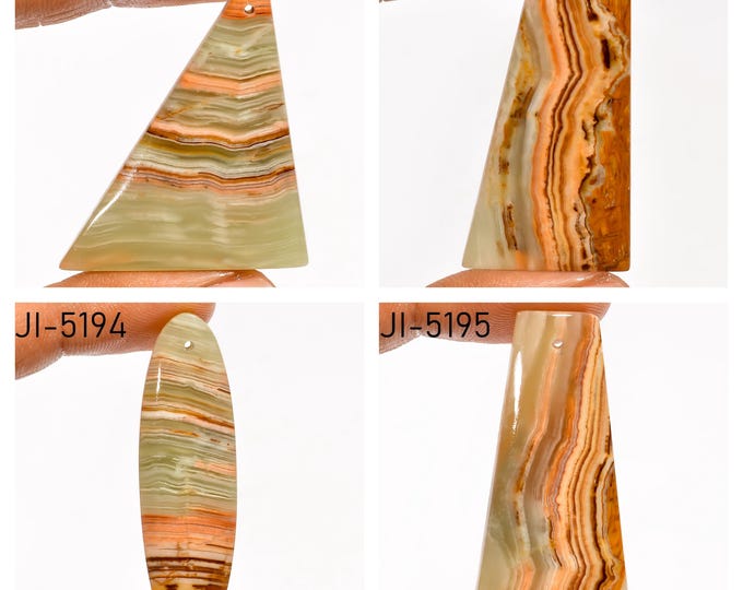 Natural Green Banded Calcite Fancy Shape Front Drilled Smooth Cabochon Single Pieces, Semi-Precious Gemstones For Jewelry Making