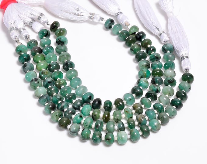 Emerald Non-Faceted Smooth Center Drilled Rondelle Shape 7.25mm, Precious Gemstones For Jewelry Making