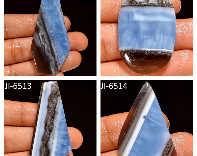 Natural Owyhee Blue Opal Fancy Shape Un-Drilled Smooth Cabochon Single Pieces, Semi-Precious Gemstones For Jewelry Making