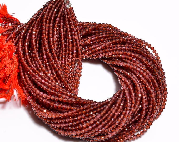 Natural Garnet Faceted Center Drilled Round Shape 3.20mm, Semi-Precious Gemstones For Jewelry Making