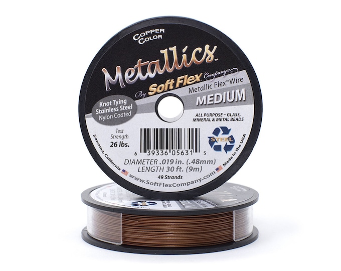 Soft Flex Copper Color Medium Size Beading Wire, 30 Foot Spool For Jewelry Making