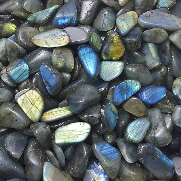 Natural Labradorite Free Form Shape Un-Drilled Tumbled Gemstones, 3 Stone Lot