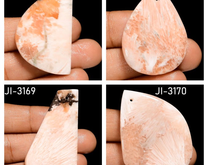 Natural Scolecite Fancy Shape Front Drilled Smooth Cabochon Single Pieces, Semi-Precious Gemstones For Jewelry Making