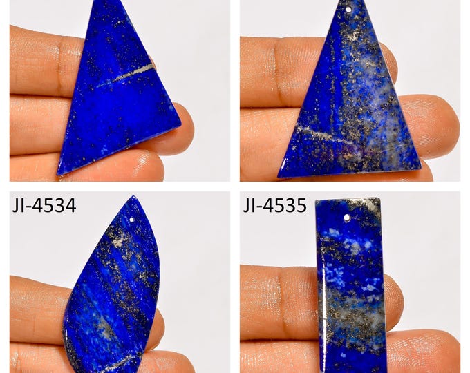 Natural Lapis Lazuli Fancy Shape Front Drilled Smooth Cabochon Single Pieces, Semi-Precious Gemstones For Jewelry Making