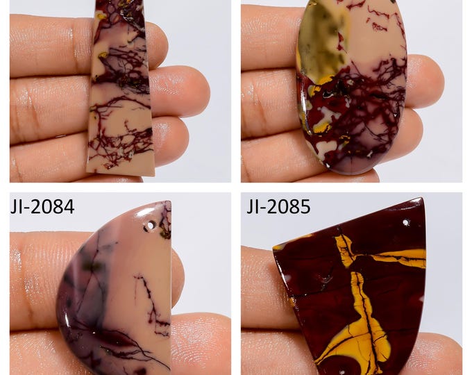 Natural Mookaite Jasper Fancy Shape Front Drilled Smooth Cabochon Single Pieces, Semi-Precious Gemstones For Jewelry Making