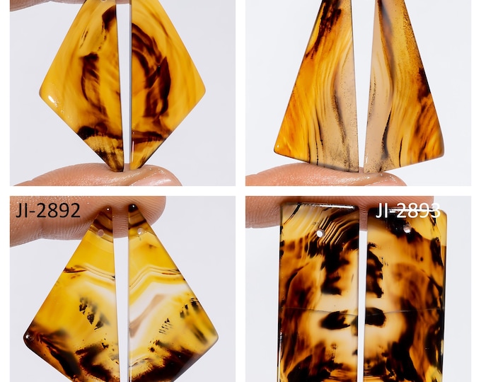 Natural Montana Agate Fancy Shape Front Drilled Smooth Cabochon Matching Pairs, Semi-Precious Gemstones For Jewelry Making