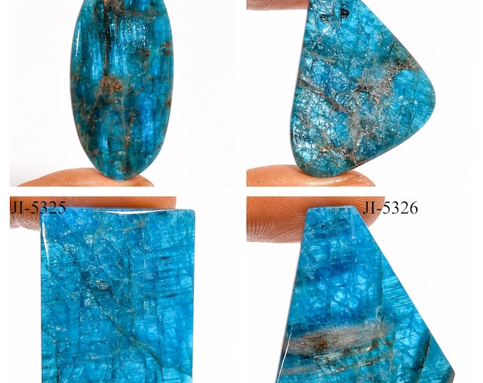 Natural Neon Apatite Fancy Shape Un-Drilled Smooth Cabochon Single Pieces, Semi-Precious Gemstones For Jewelry Making