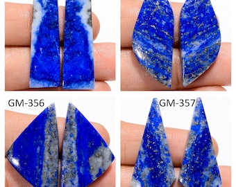 Natural Lapis Lazuli Fancy Shape Un-Drilled Cabochon Matching Pairs, Semi-Precious Gemstones For Jewelry Making