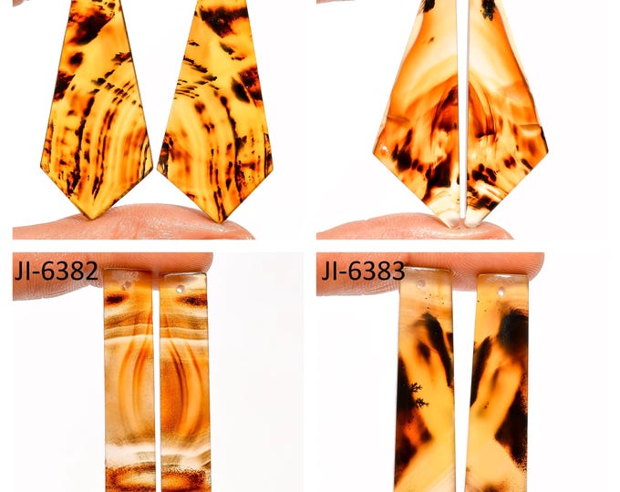 Natural Montana Agate Fancy Shape Front Drilled Smooth Cabochon Matching Pairs, Semi-Precious Gemstones For Jewelry Making