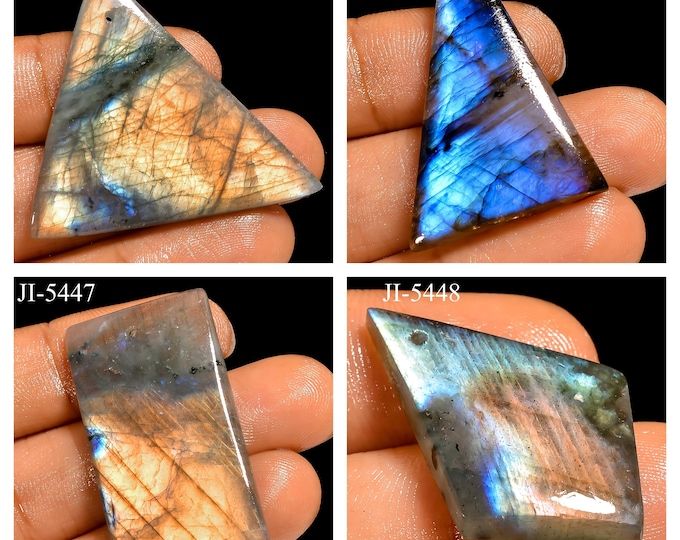 Natural Labradorite Fancy Shape Front Drilled Smooth Cabochon Single Pieces, Semi-Precious Gemstones For Jewelry Making