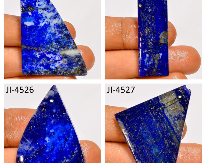 Natural Lapis Lazuli Fancy Shape Front Drilled Smooth Cabochon Single Pieces, Semi-Precious Gemstones For Jewelry Making